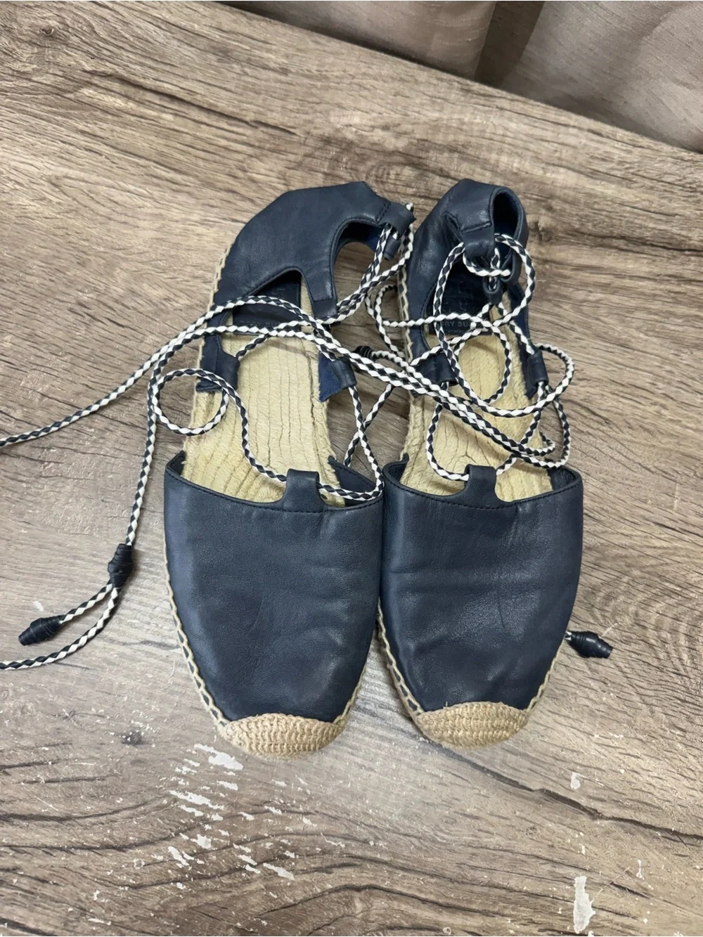 TORY BURCH POSITANO LACE-UP ESPADRILLE BLUE SIZE 10
